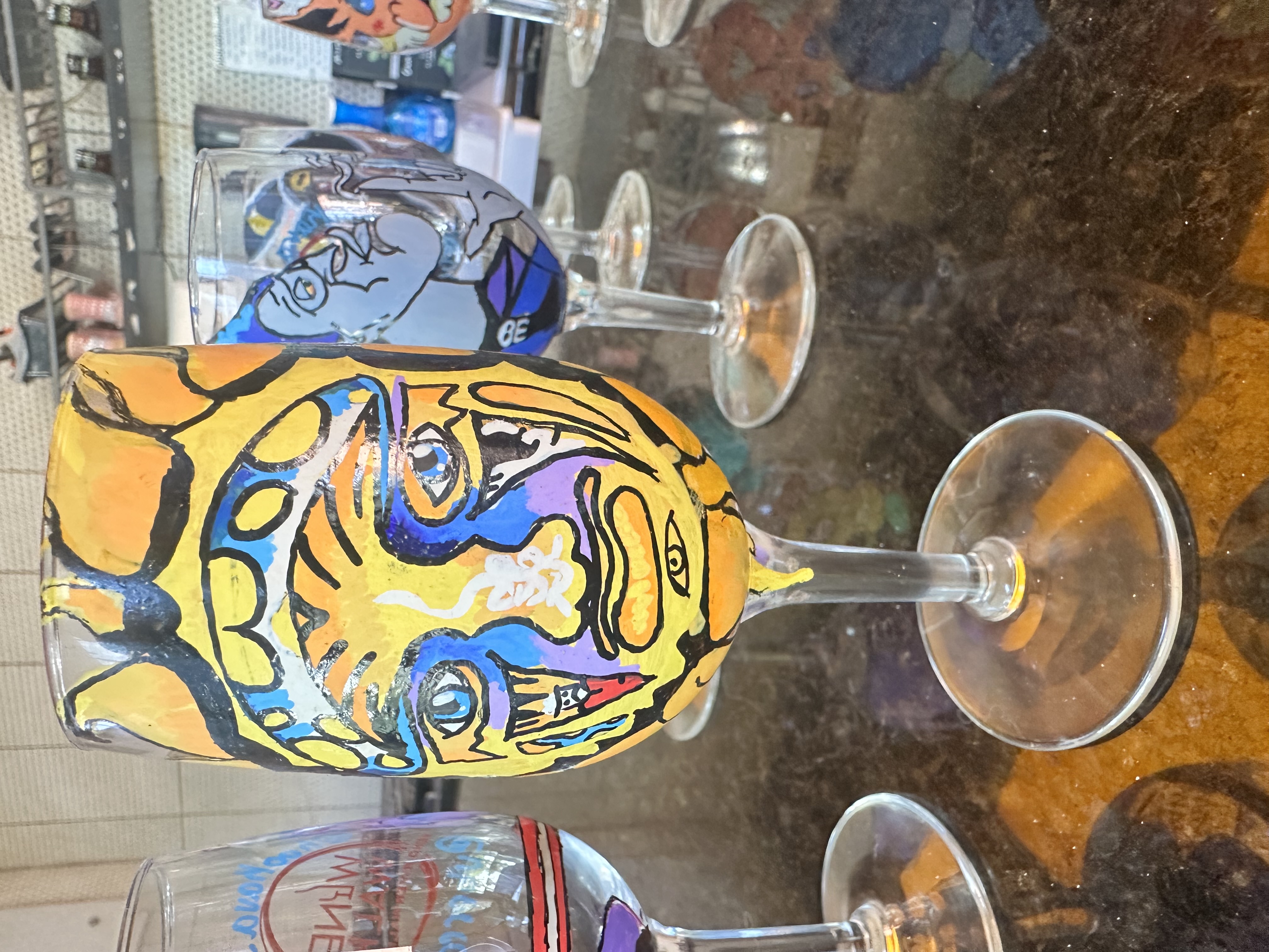 Hand-painted Grogu Baby Yoda wine glass at Hookava