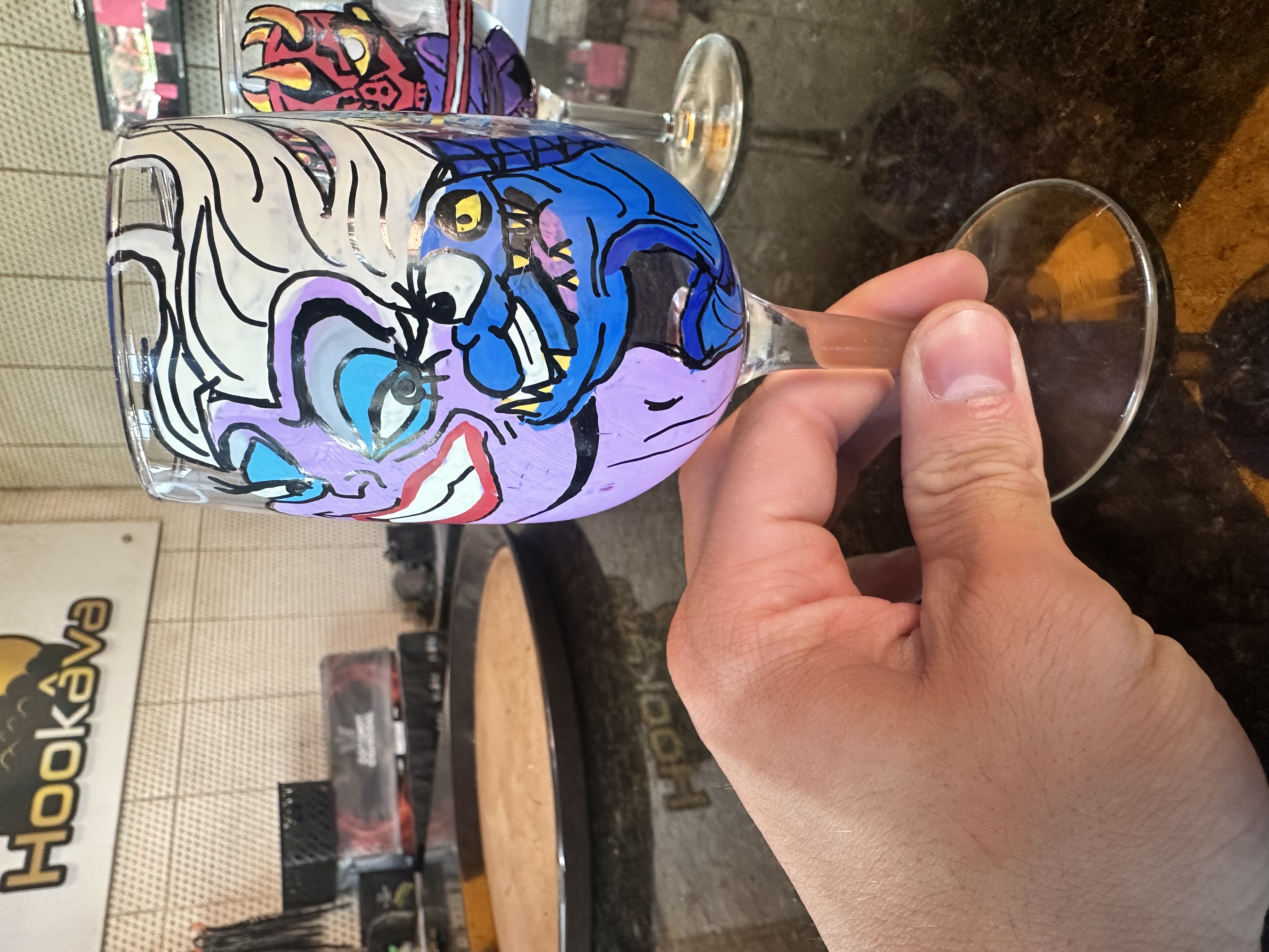 Hand-painted wine glass for the Downtown Reno Wine Walk