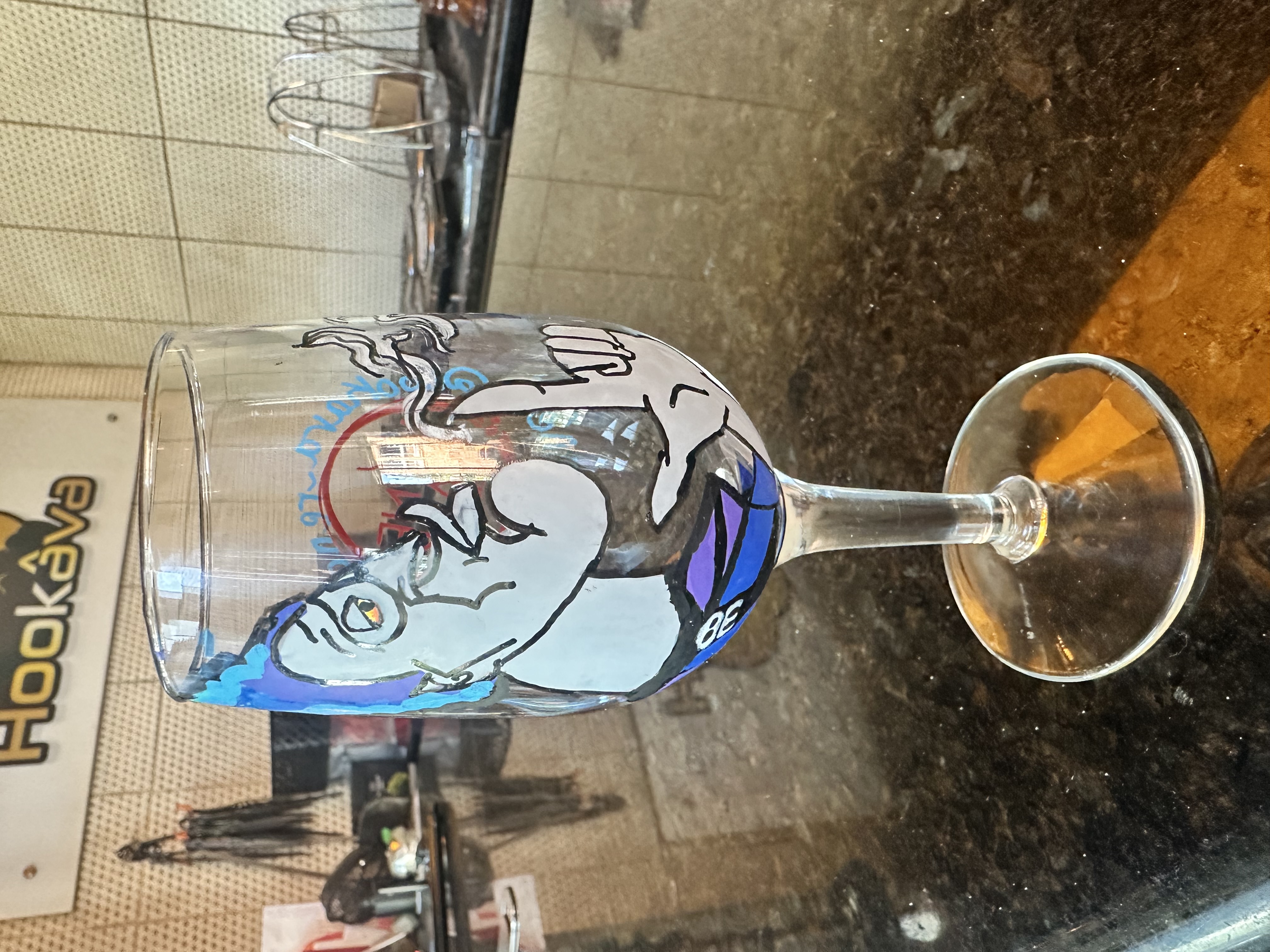 Hand-painted wine glass for the Downtown Reno Wine Walk